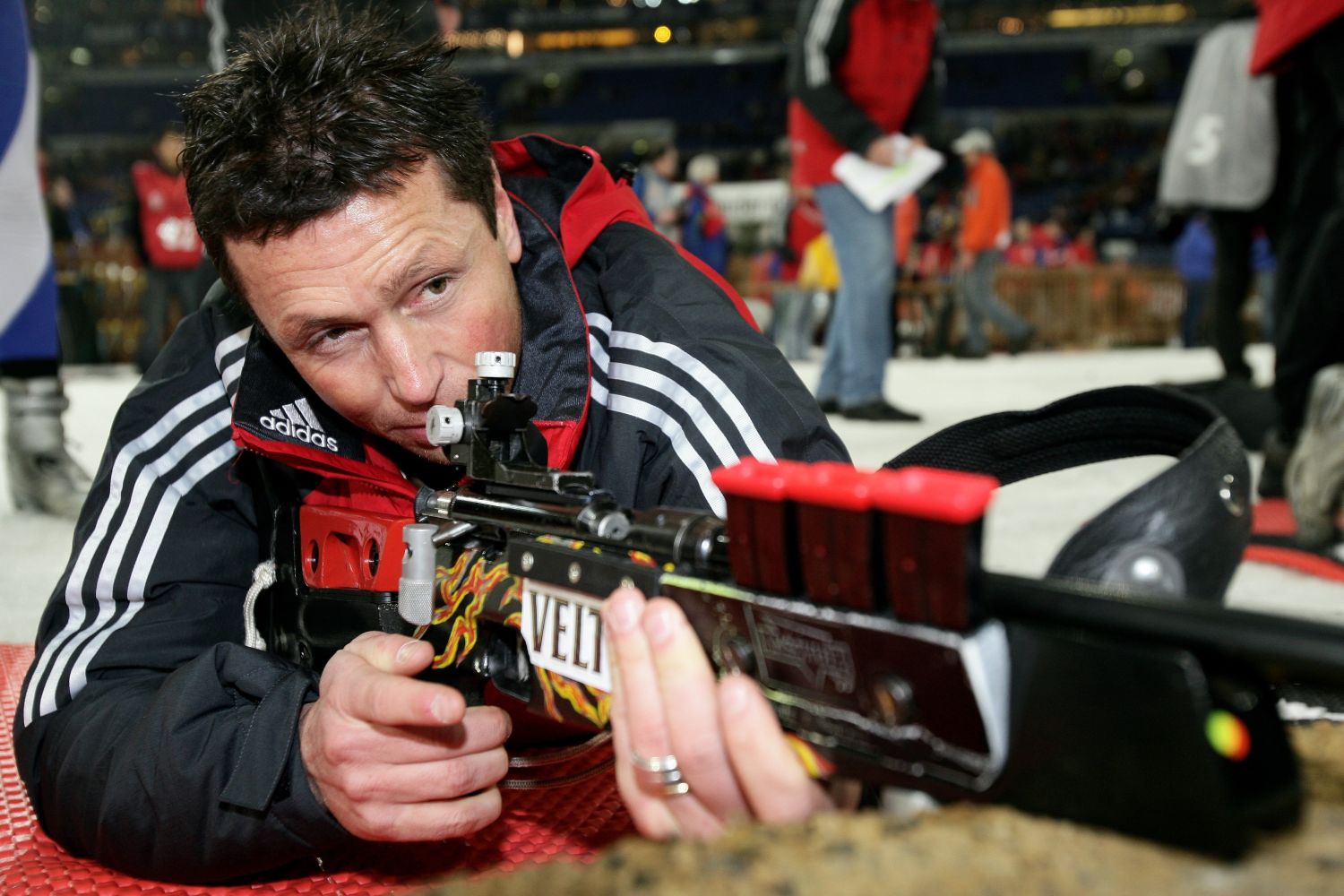 Willi Landgraf beim Biathlon in der Veltins-Arena.