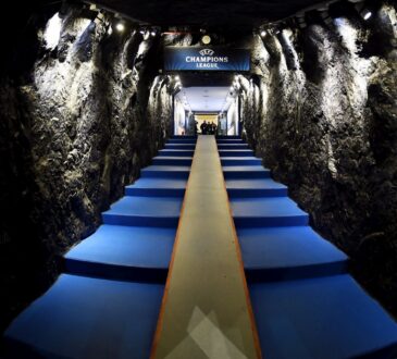 Spielertunnel in der Veltins-Arena in Gelsenkirchen.