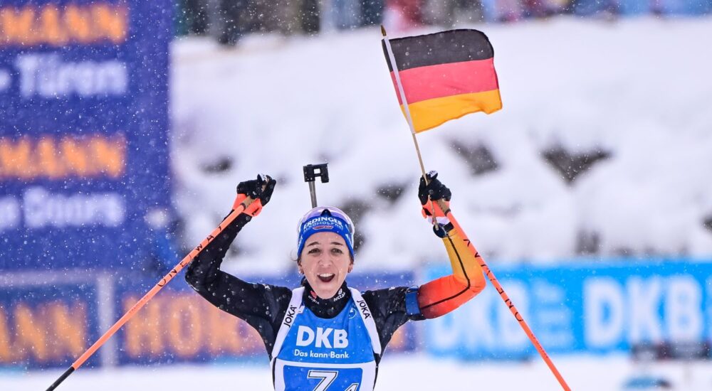 Franziska Preuß startet beim Biathlon auf Schalke.