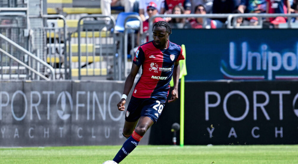Cagliari s Antoine Makoumbou in action during the Serie A soccer match between Cagliari Calcio and Udinese at the Unipol Domus in Cagliari, Sardinia - Saturday, 3 may 2025. - Soccer PUBLICATIONxNOTxINxITAxFRAxCHN Copyright: x ¬xGianlucaxZuddas/LaPressex