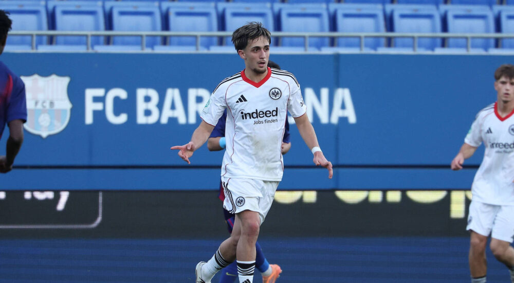 FBL-SPA YL FC Barcelona, Barca - Eintracht Frankfurt Ebu Bekir Is Eintracht Frankfurt in action during the UEFA Youth League phase Matchday 6 football match between FC Barcelona - Eintracht Frankfurt an Estadi Johan Cruyff/Sant Joan Despi, on December 09, 2025. *** FBL SPA YL FC Barcelona Eintracht Frankfurt Ebu Bekir Is Eintracht Frankfurt in action during the UEFA Youth League phase Matchday 6 football match between FC Barcelona Eintracht Frankfurt an Estadi Johan Cruyff Sant Joan Despi, on December 09, 2025 Copyright: JoaquimxFerreira