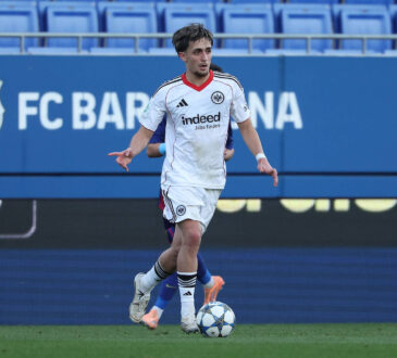 FBL-SPA YL FC Barcelona, Barca - Eintracht Frankfurt Ebu Bekir Is Eintracht Frankfurt in action during the UEFA Youth League phase Matchday 6 football match between FC Barcelona - Eintracht Frankfurt an Estadi Johan Cruyff/Sant Joan Despi, on December 09, 2025. *** FBL SPA YL FC Barcelona Eintracht Frankfurt Ebu Bekir Is Eintracht Frankfurt in action during the UEFA Youth League phase Matchday 6 football match between FC Barcelona Eintracht Frankfurt an Estadi Johan Cruyff Sant Joan Despi, on December 09, 2025 Copyright: JoaquimxFerreira