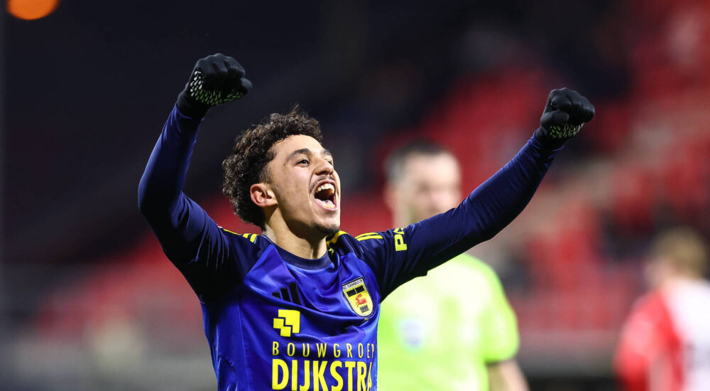 2026-03-24 FC Emmen v SC Cambuur - Dutch Keuken Kampioen Divisie EMMEN, NETHERLANDS - MARCH 24: Ichem Ferrah of SC Cambuur celebrates after scoring his sides fourth goal during the Dutch Keuken Kampioen Divisie match between FC Emmen and SC Cambuur at De Oude Meerdijk on March 24, 2026 in Emmen, Netherlands. Emmen De Oude Meerdijk Netherlands Content not available for redistribution in The Netherlands directly or indirectly through any third parties. Copyright: xPieterxvanxderxWoudex