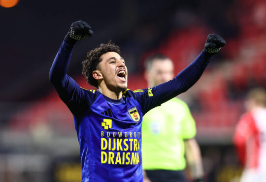 2026-03-24 FC Emmen v SC Cambuur - Dutch Keuken Kampioen Divisie EMMEN, NETHERLANDS - MARCH 24: Ichem Ferrah of SC Cambuur celebrates after scoring his sides fourth goal during the Dutch Keuken Kampioen Divisie match between FC Emmen and SC Cambuur at De Oude Meerdijk on March 24, 2026 in Emmen, Netherlands. Emmen De Oude Meerdijk Netherlands Content not available for redistribution in The Netherlands directly or indirectly through any third parties. Copyright: xPieterxvanxderxWoudex