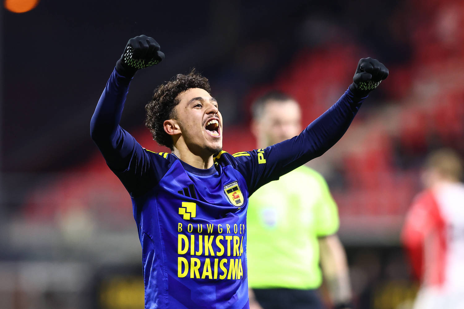 2026-03-24 FC Emmen v SC Cambuur - Dutch Keuken Kampioen Divisie EMMEN, NETHERLANDS - MARCH 24: Ichem Ferrah of SC Cambuur celebrates after scoring his sides fourth goal during the Dutch Keuken Kampioen Divisie match between FC Emmen and SC Cambuur at De Oude Meerdijk on March 24, 2026 in Emmen, Netherlands. Emmen De Oude Meerdijk Netherlands Content not available for redistribution in The Netherlands directly or indirectly through any third parties. Copyright: xPieterxvanxderxWoudex
