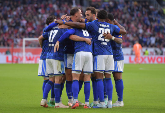 Schalke-Mannschaft jubelt